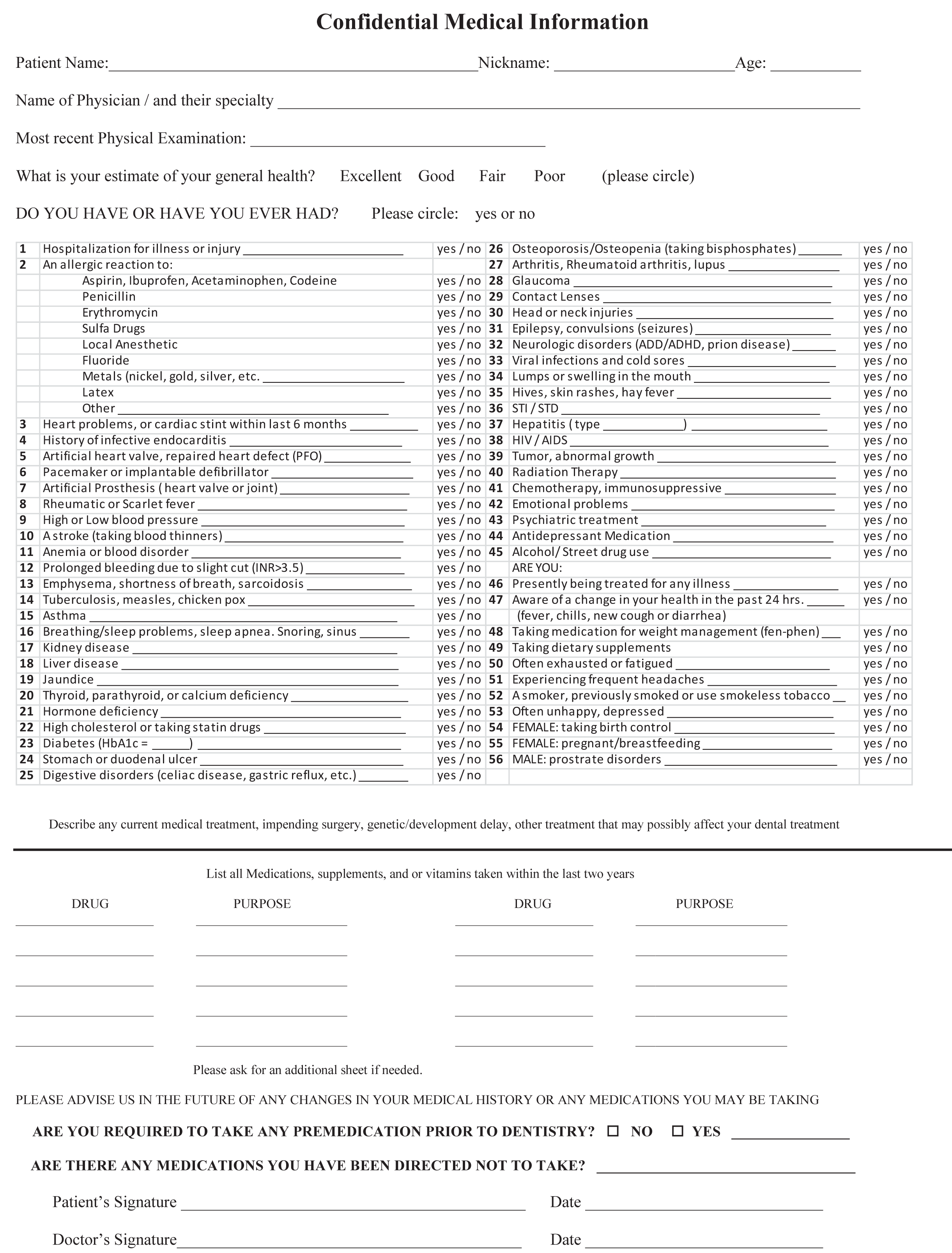 New Patient Dental Forms Templates